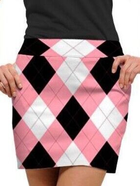 Loudmouth Golf Pink & Black Argyle Skort/ Mini Skirt